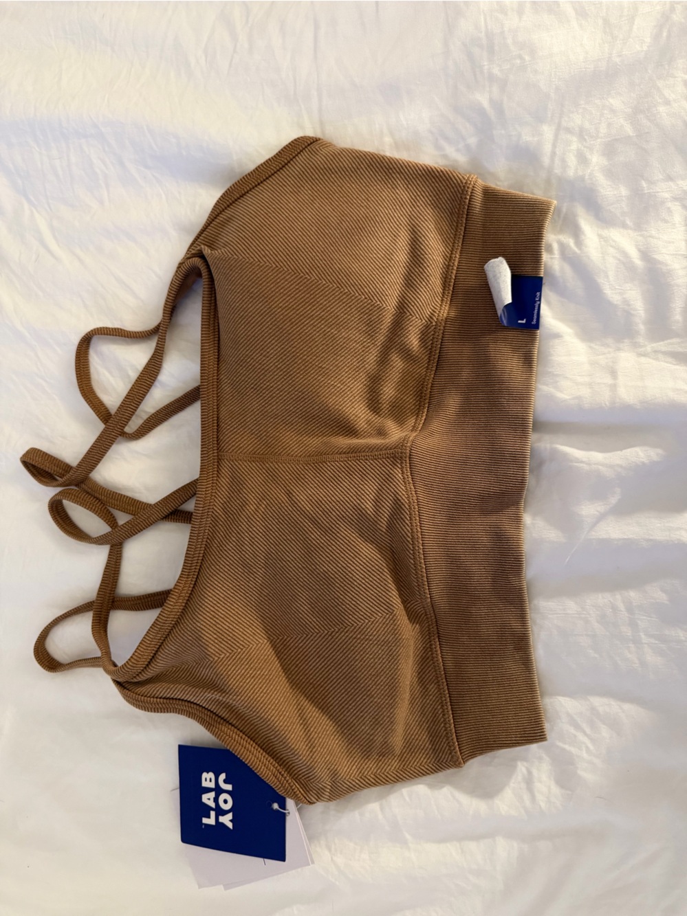 JoyLab Tan Ribbed Strappy Sports Bra